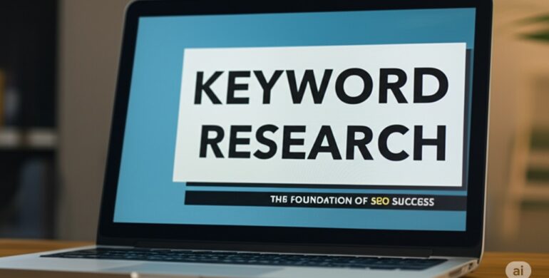 Person analyzing keyword data on a laptop screen for SEO strateg